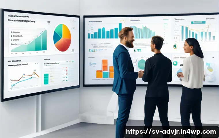 초개인화 마케팅과 CRM의 통합 - A modern Scandinavian office scene showing a diverse team of marketing and IT professionals collabor...