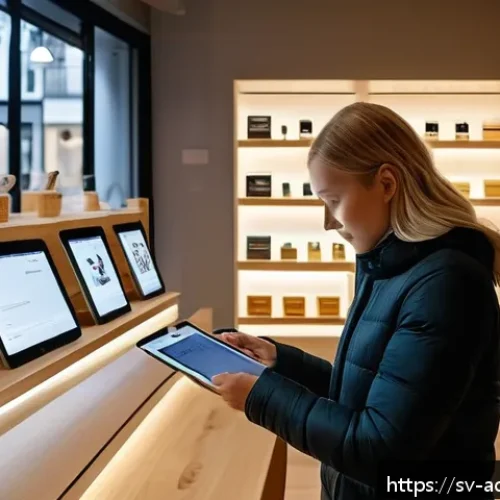 Home 17 초개인화 마케팅의 성공적인 적용 사례 - A cozy small Swedish local boutique store interior with warm lighting, showcasing a friendly shop as...